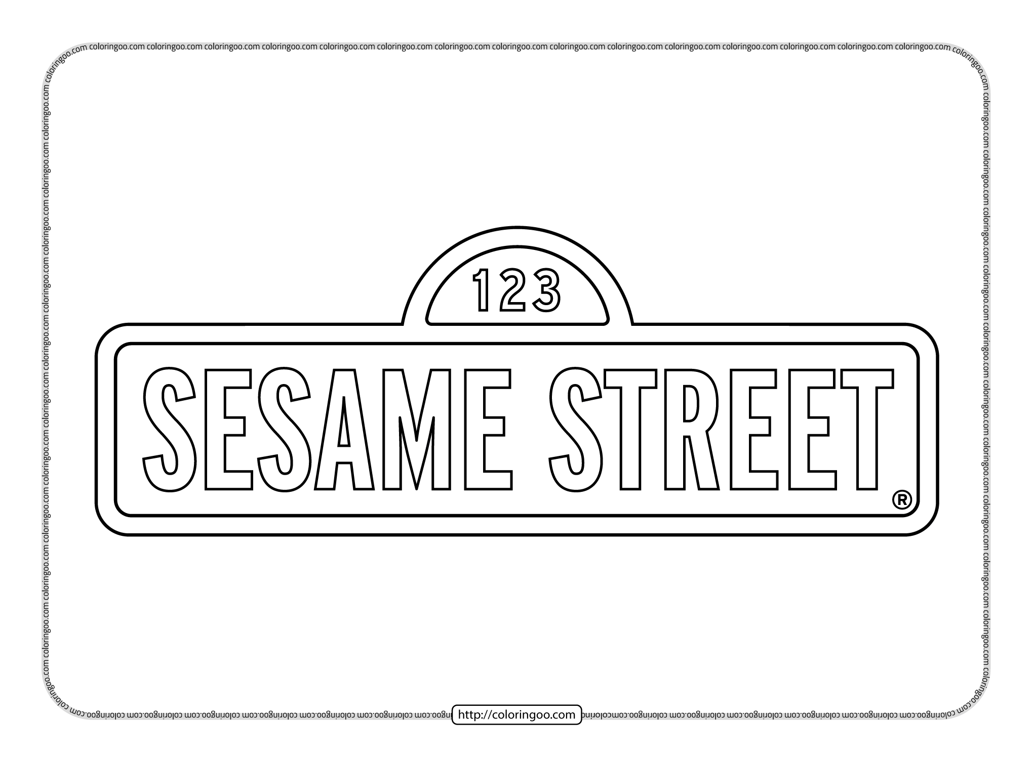 sesame street pdf outline signboard logo