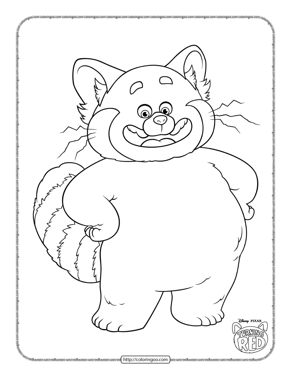 turning red panda form coloring pages