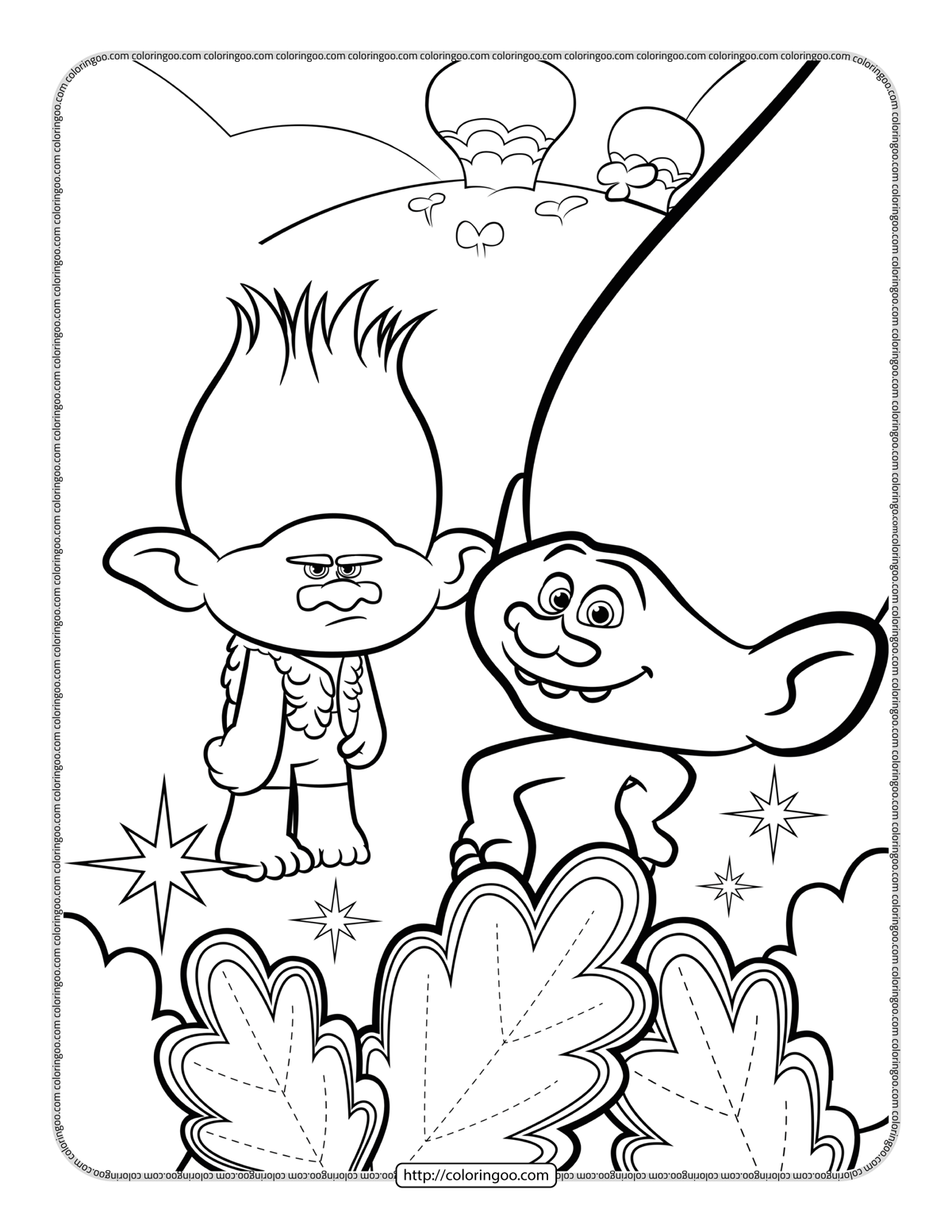 branch hates guy diamond coloring pages