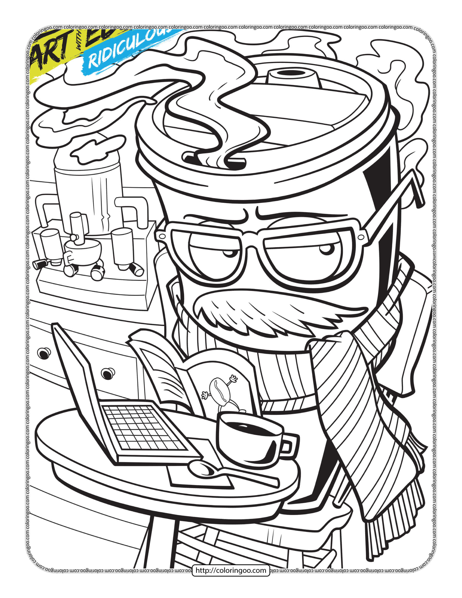 cool coffee glass coloring sheet