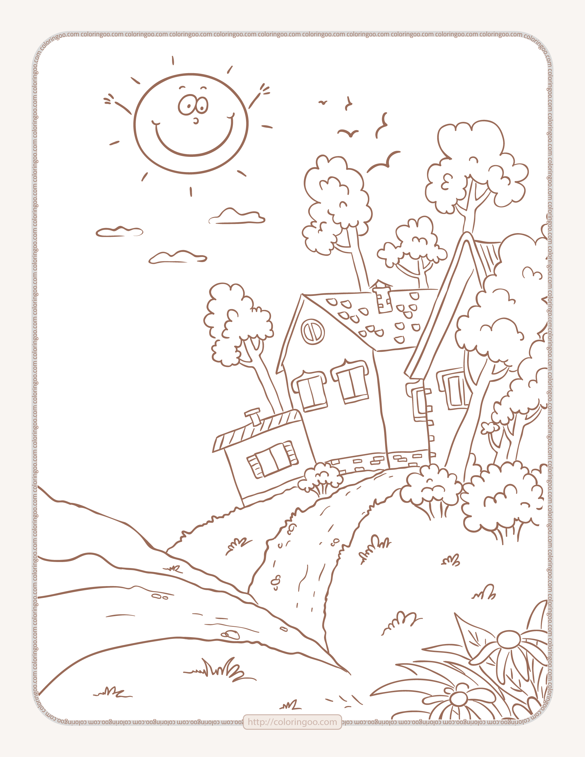 free printable village coloring pages