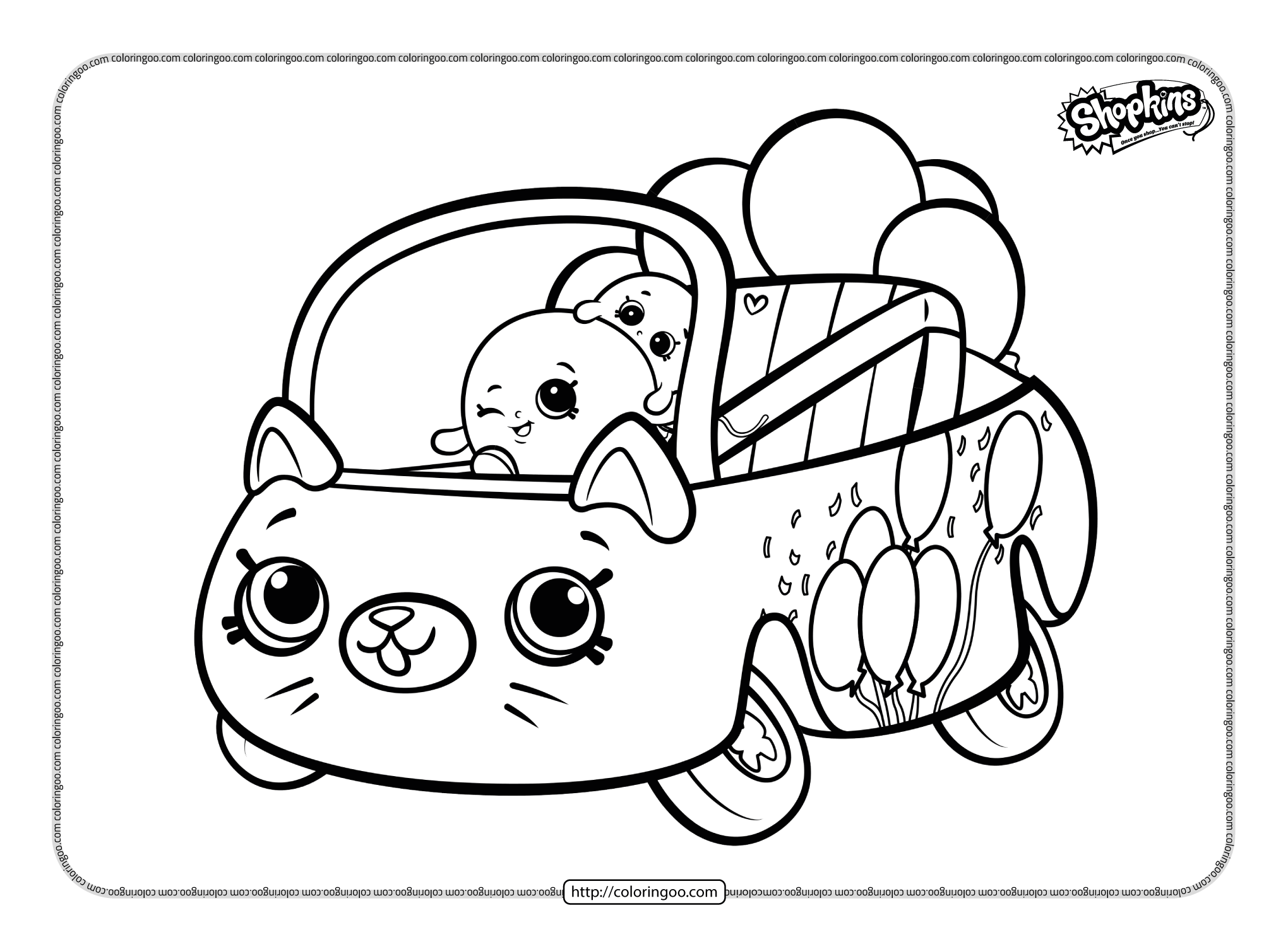 shopkins cutie car bumper balloons coloring pages