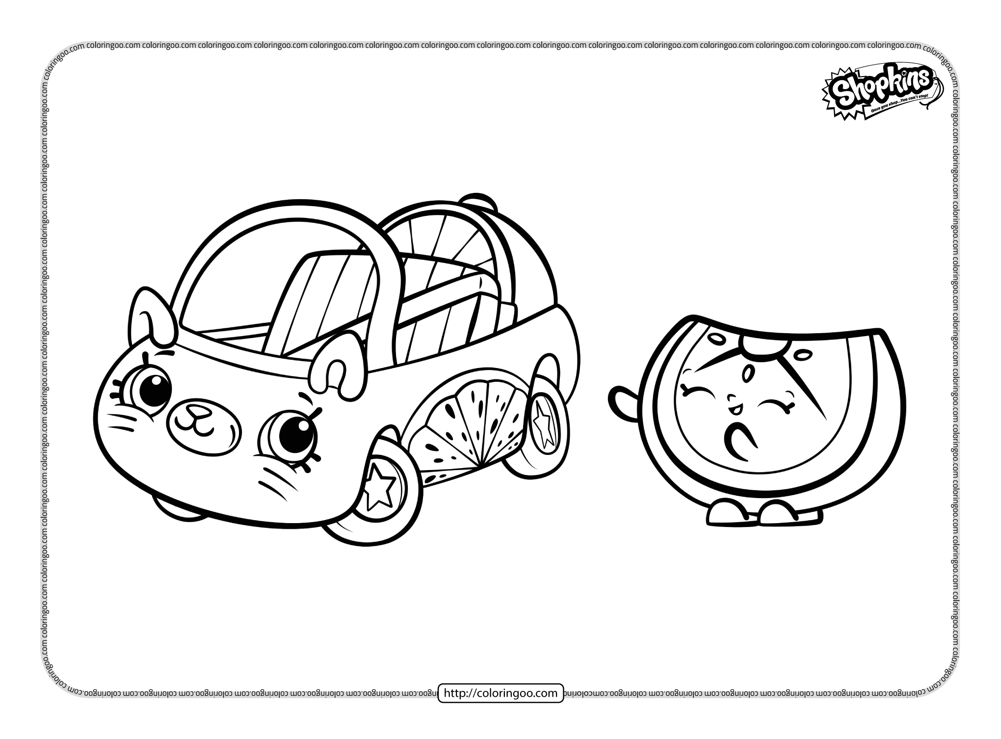 shopkins cutie car orange rush coloring pages