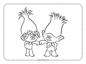 trolls poppy and branch pdf coloring sheet