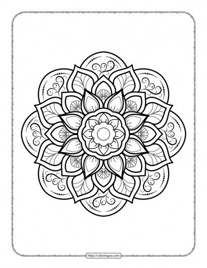 circular flower mandala coloring sheet