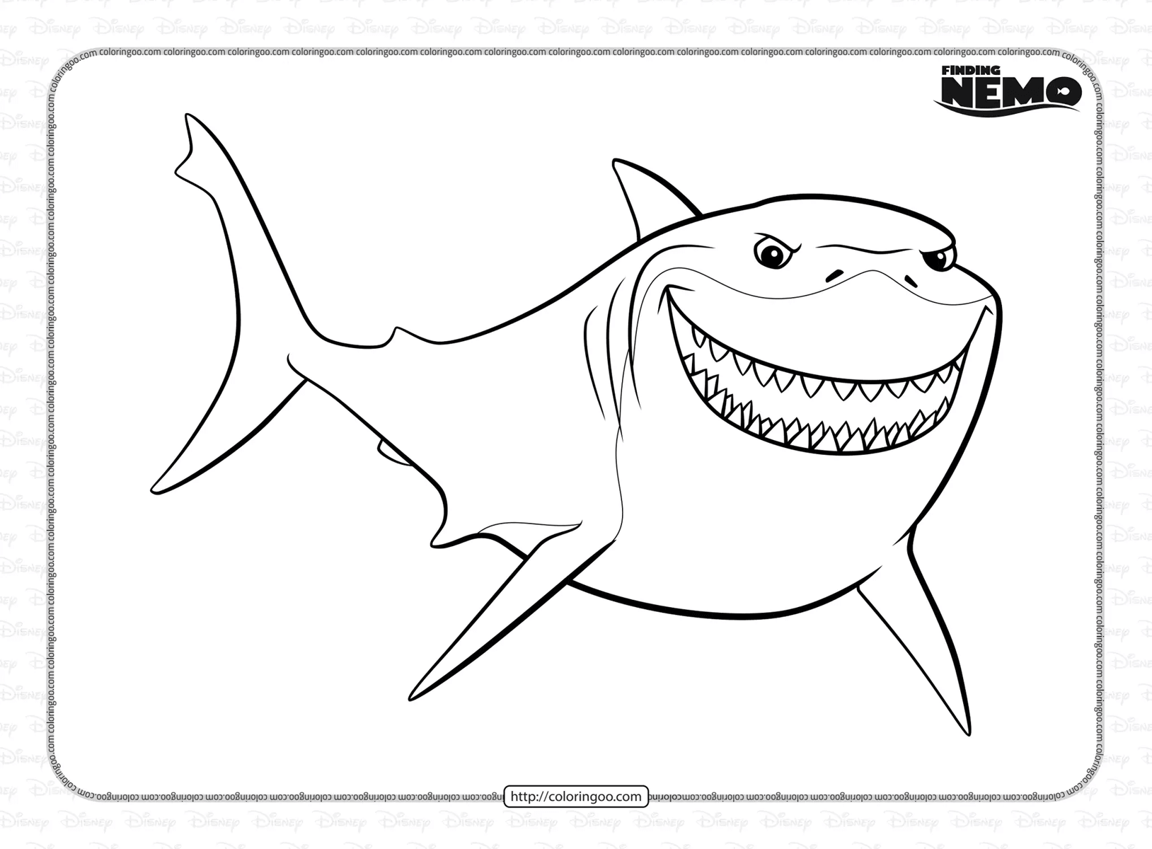 finding nemo shark bruce coloring pages