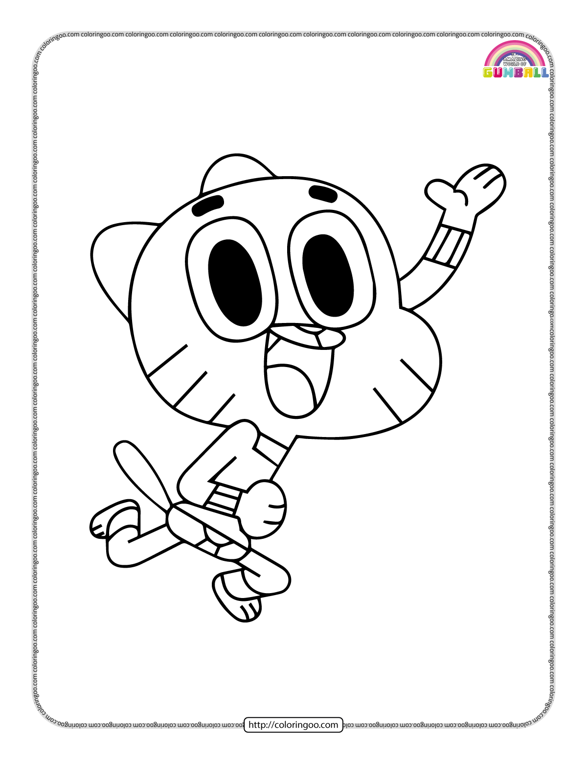 gumball greets kids coloring page