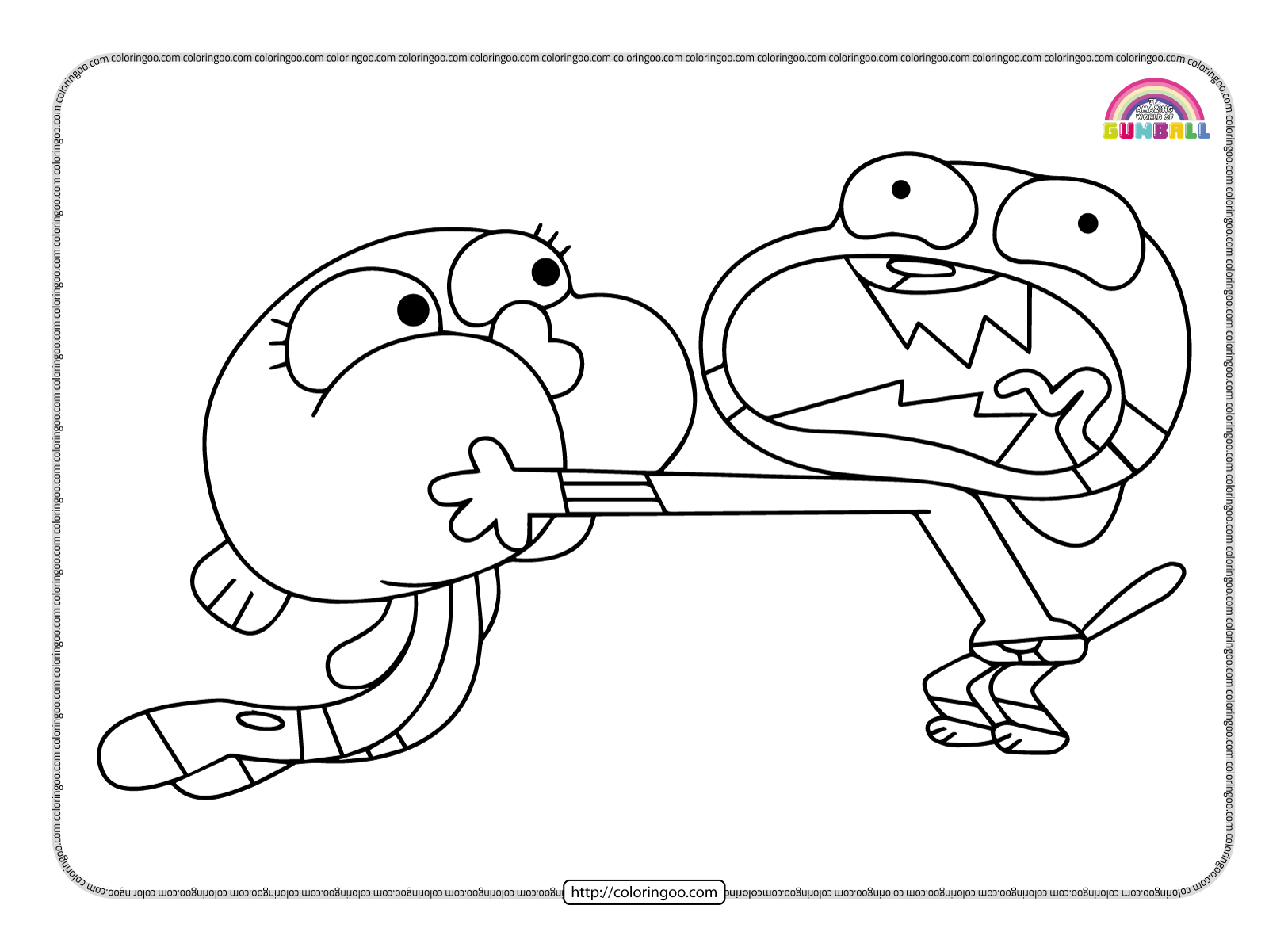gumball is a panic boy coloring page