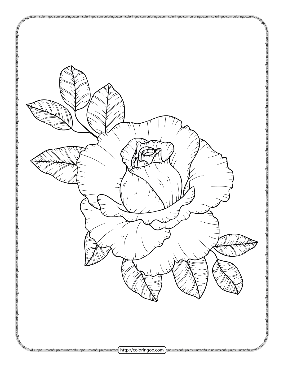 hand drawn simple flower coloring page
