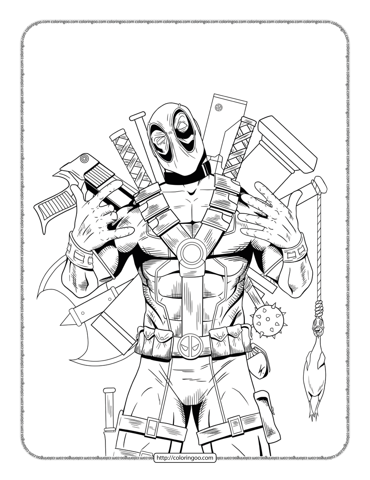 marvel deadpool coloring pages