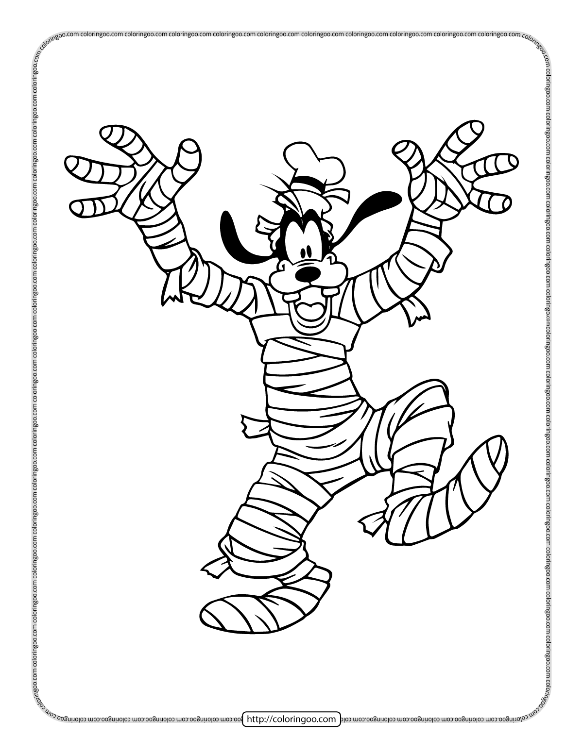 mummy goofy coloring page