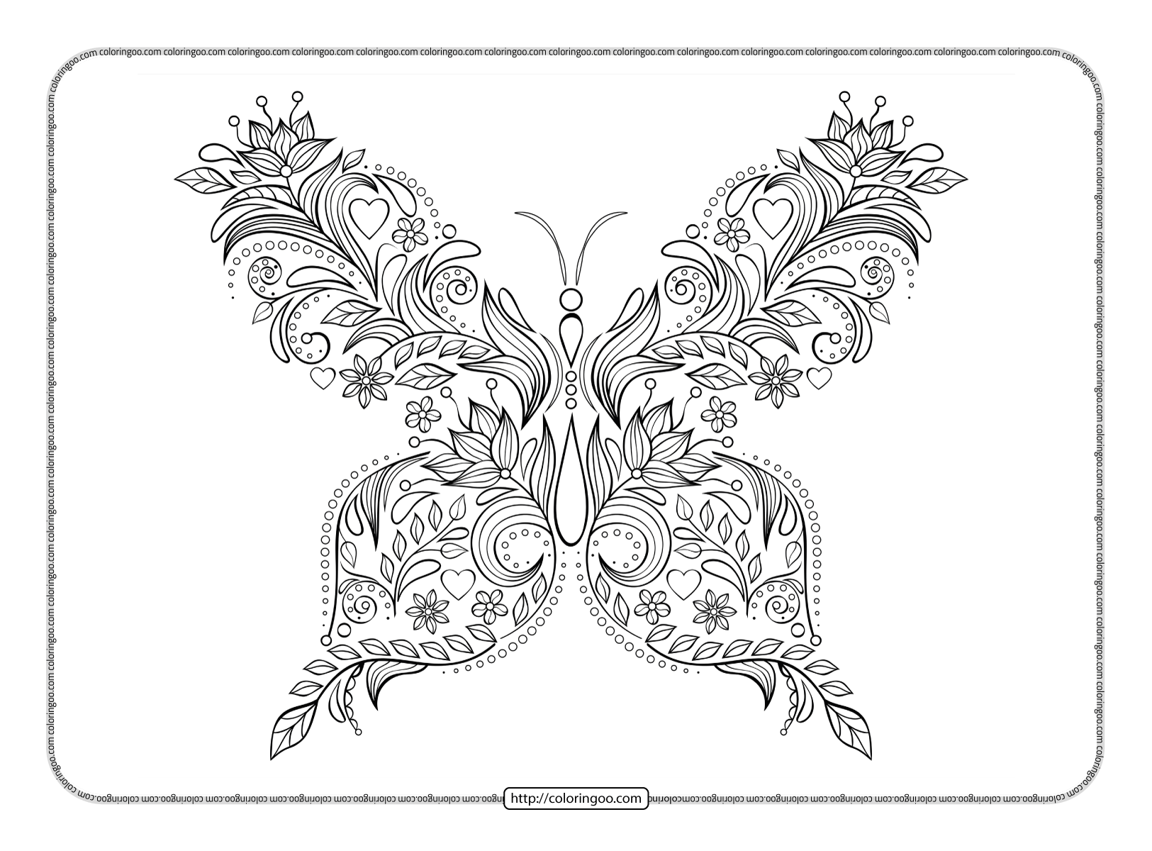 patterned butterfly coloring page