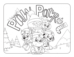 paw patrol winter coloring sheet