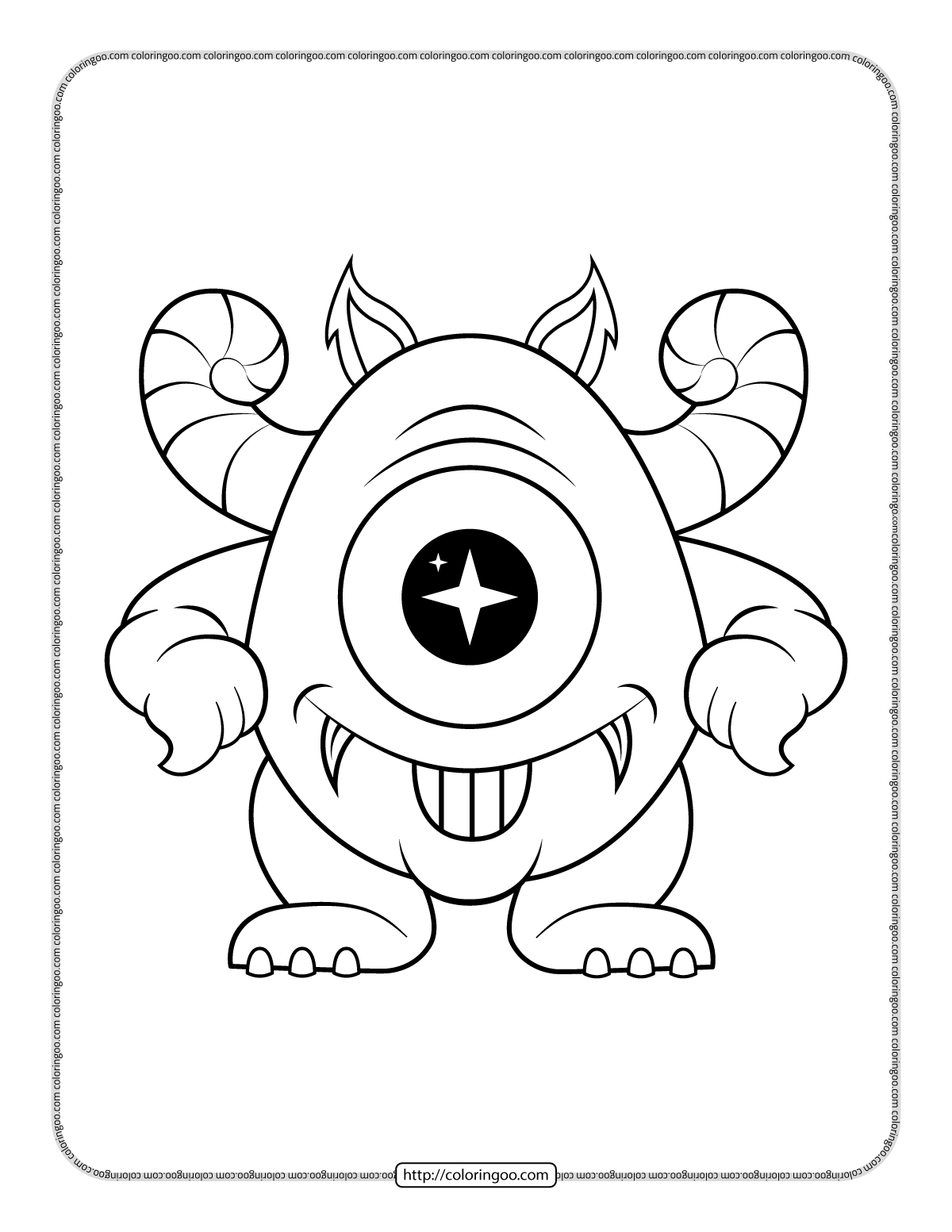 star eyed monster coloring page