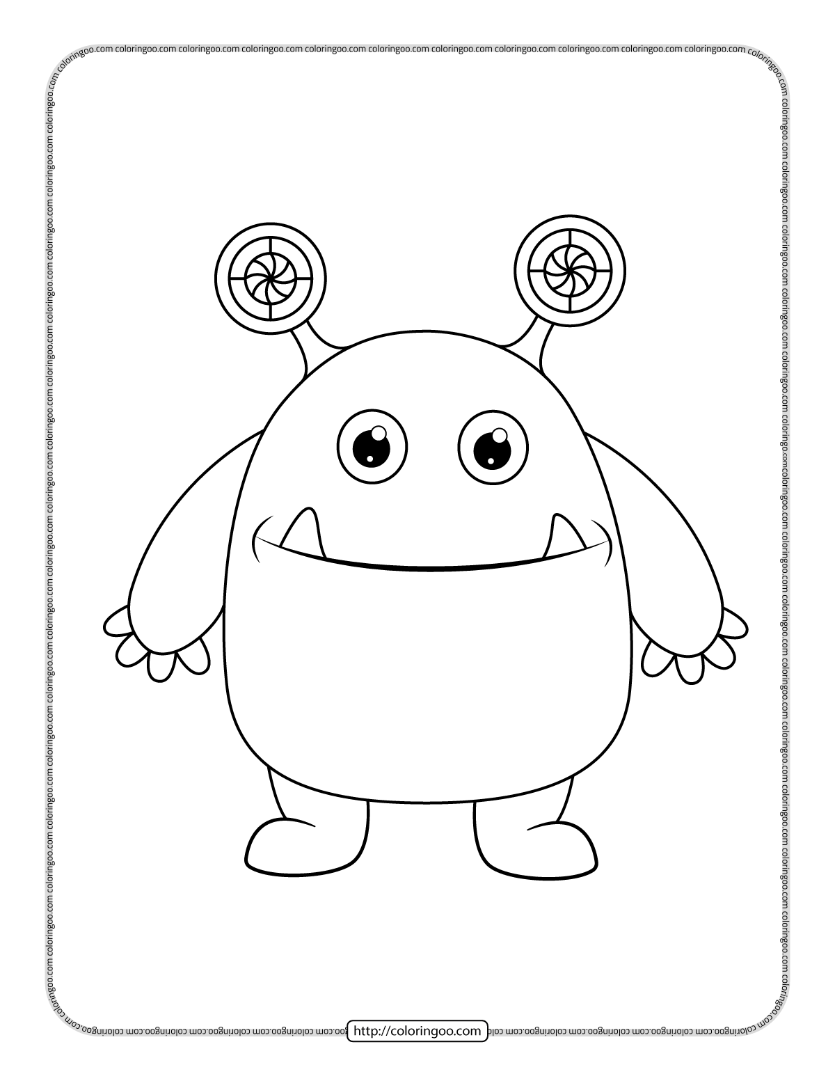 weird eared monster coloring page
