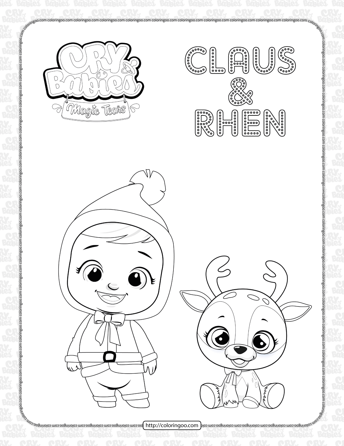 printable cry babies claus rhen coloring sheet