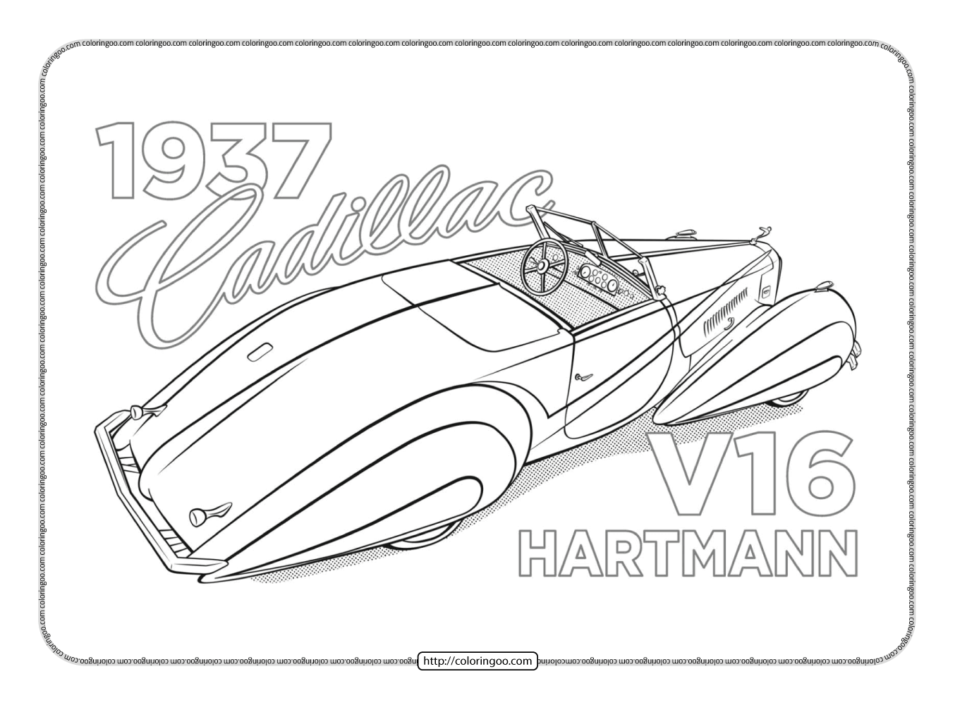 1937 cadillac v16 hartmann coloring page