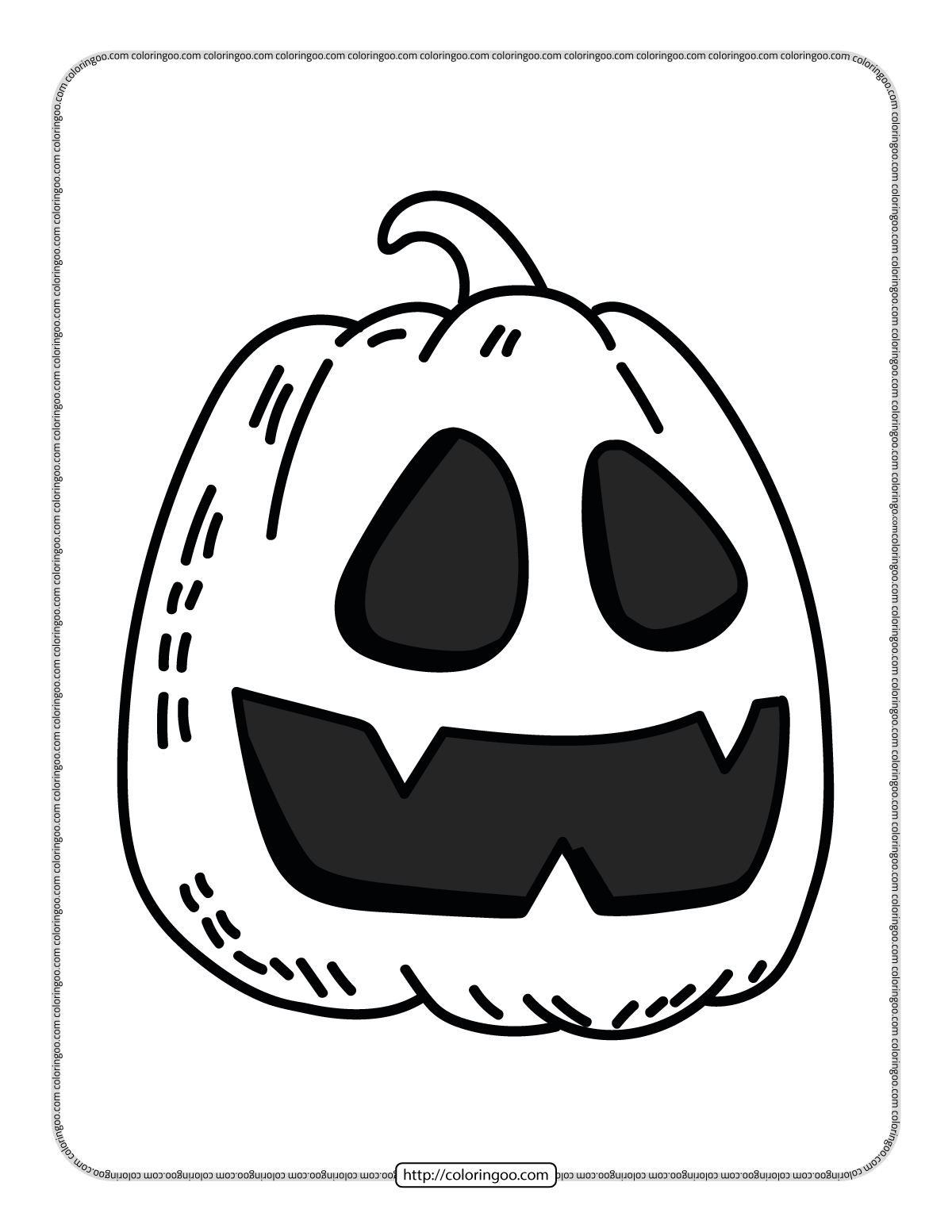 happy halloween pumpkin funny face coloring page