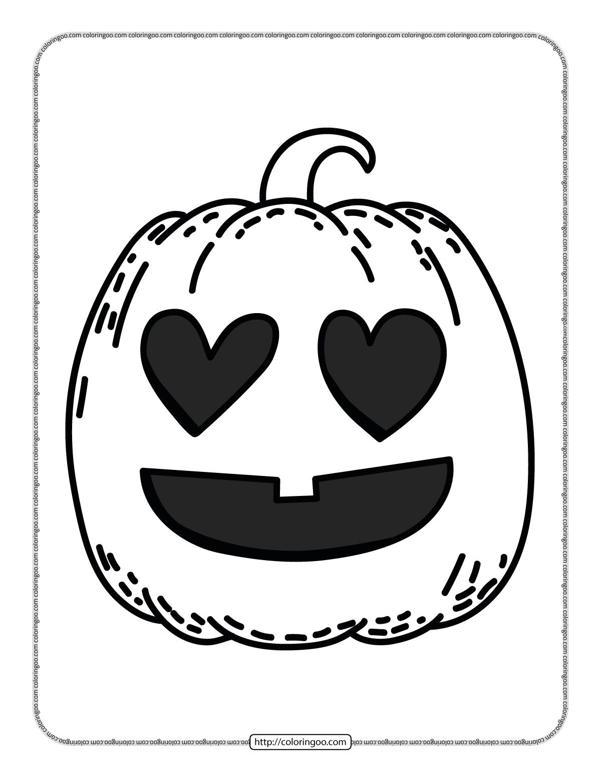 happy halloween pumpkin love face coloring page