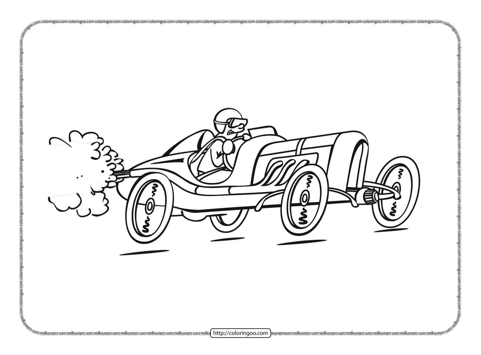 vintage race car coloring pages