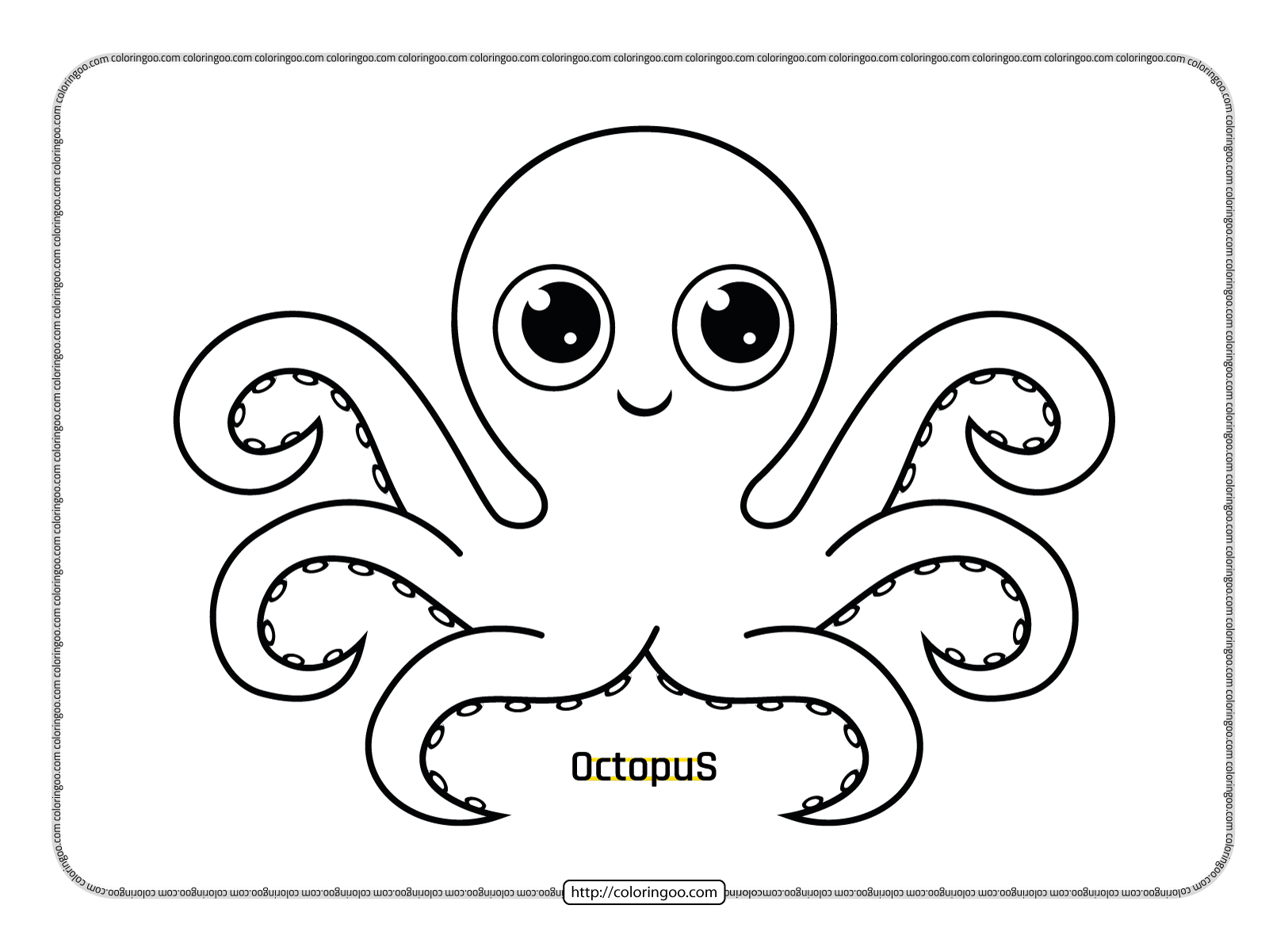cute kawaii animal baby octopus coloring page