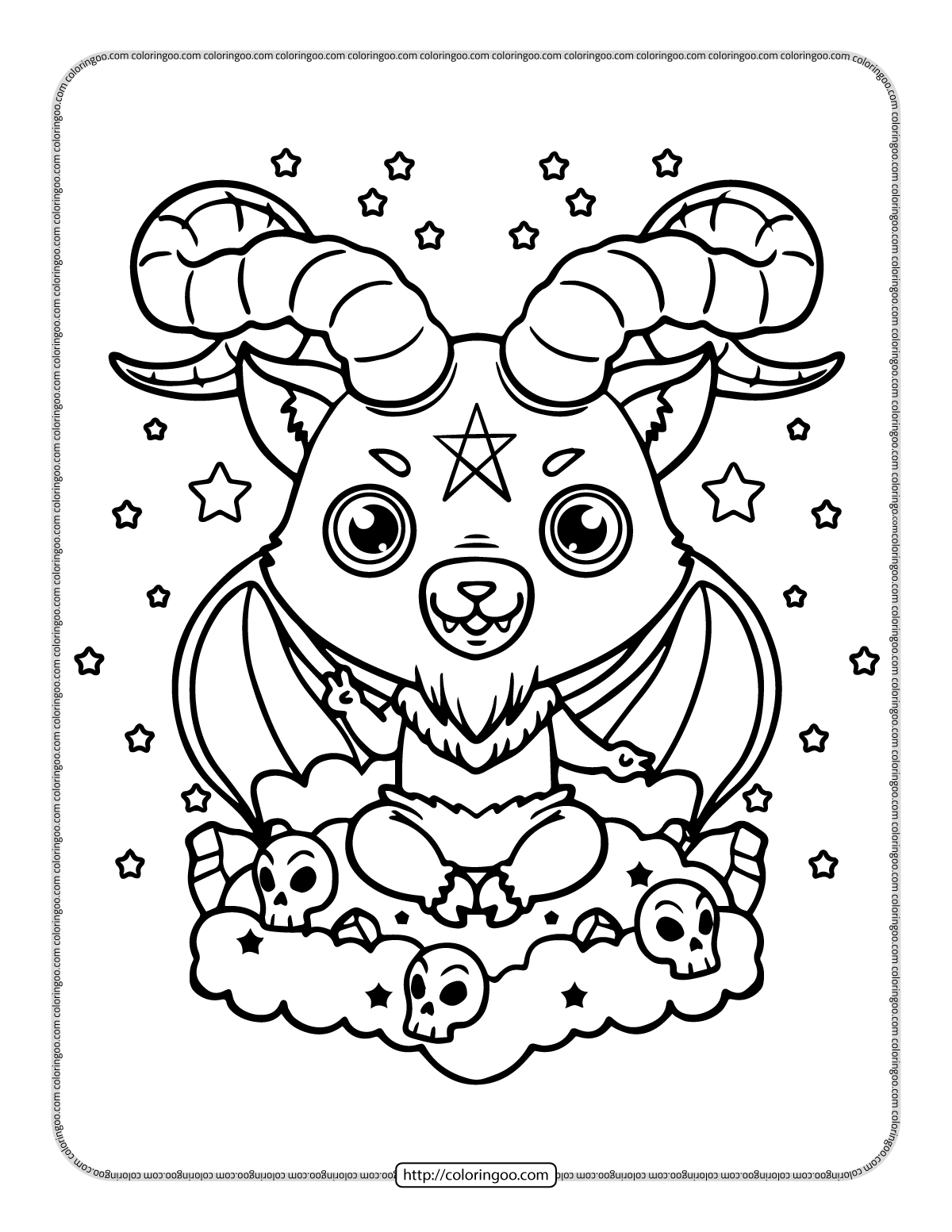 printable pastel goth coloring page