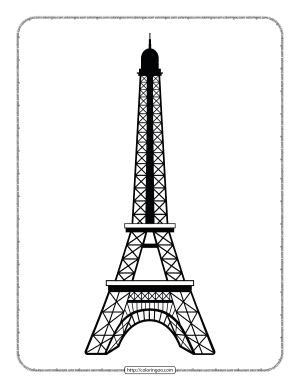 eiffel tower white and black pdf outline