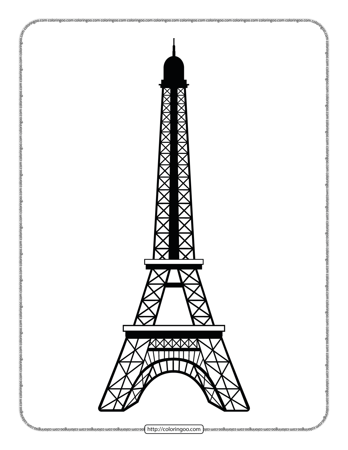 eiffel tower white and black pdf outline