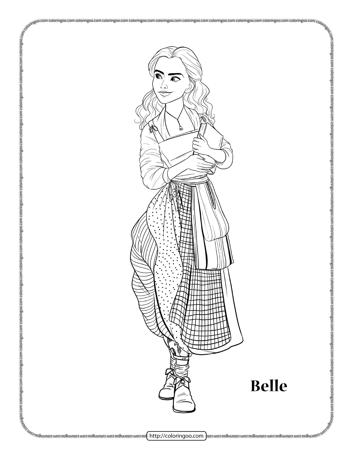 beauty and the beast belle coloring page