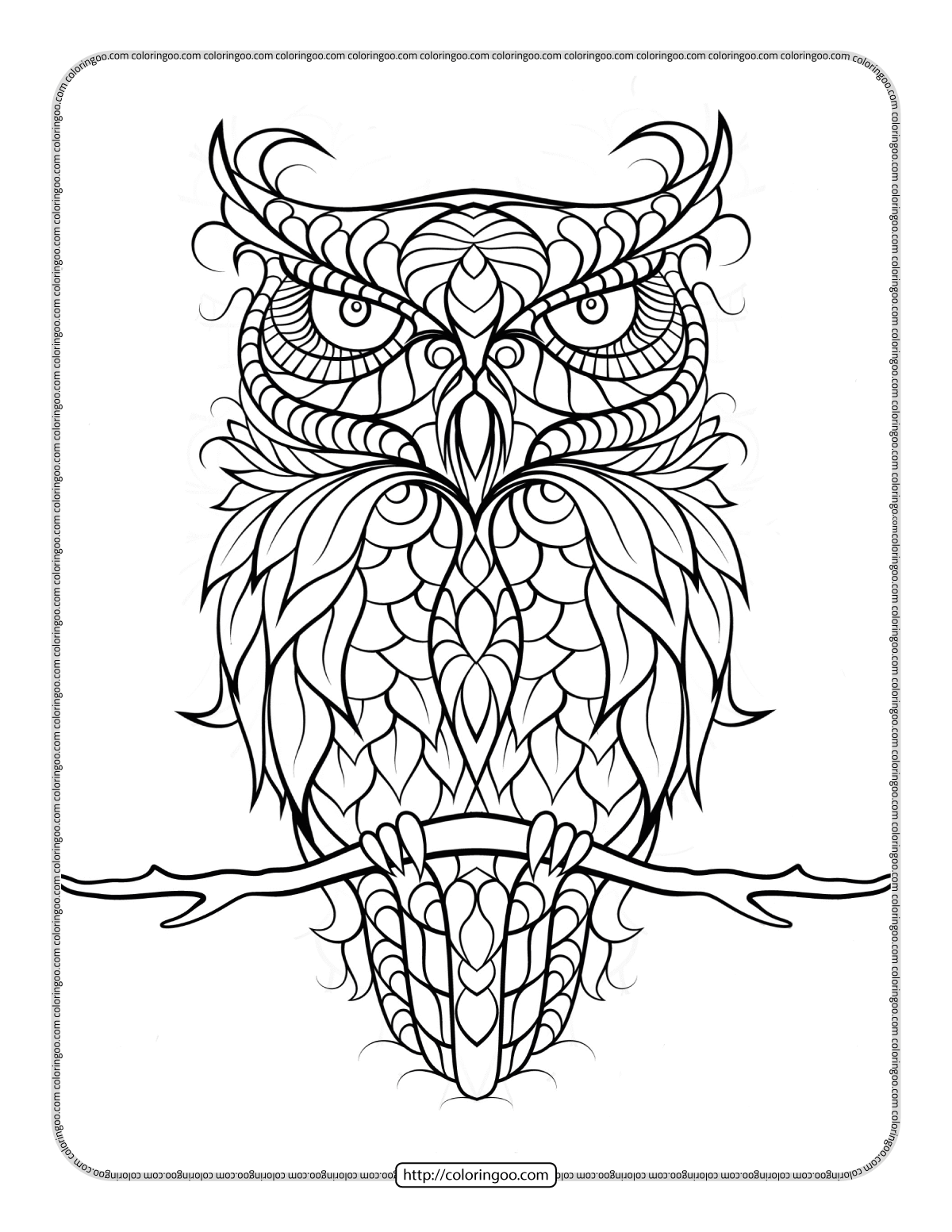 owl mandala coloring sheet