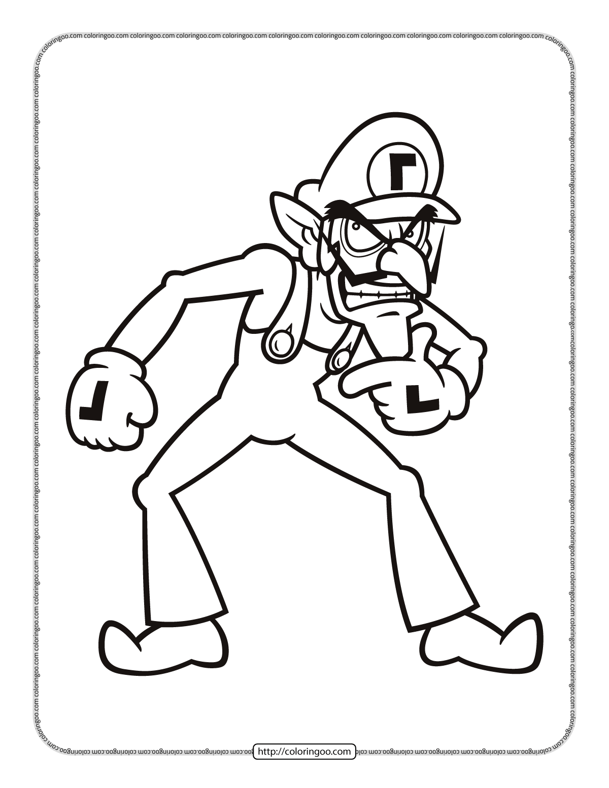printable waluigui coloring pages