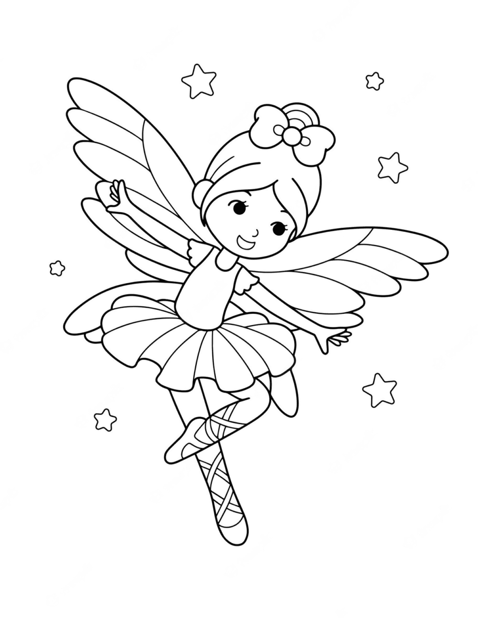 cute fairy ballerina coloring page