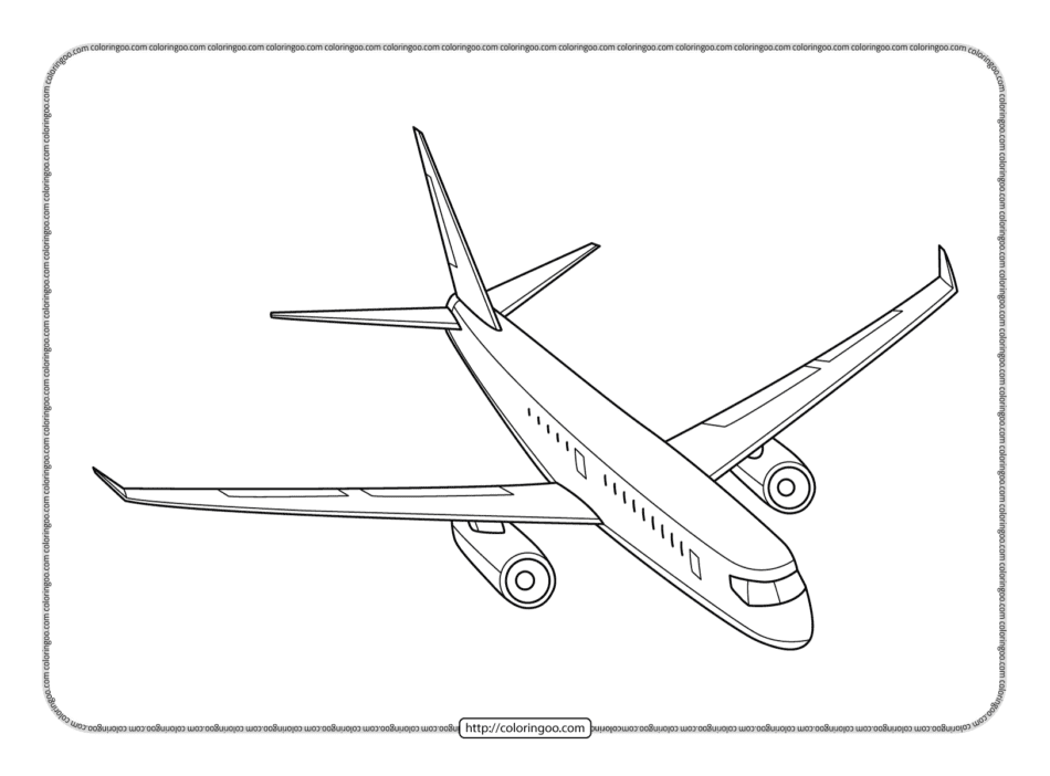 hand drawn airplane outline coloring page