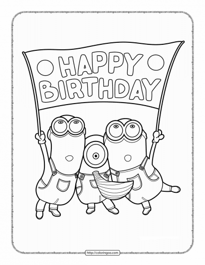 happy birthday minions coloring sheet