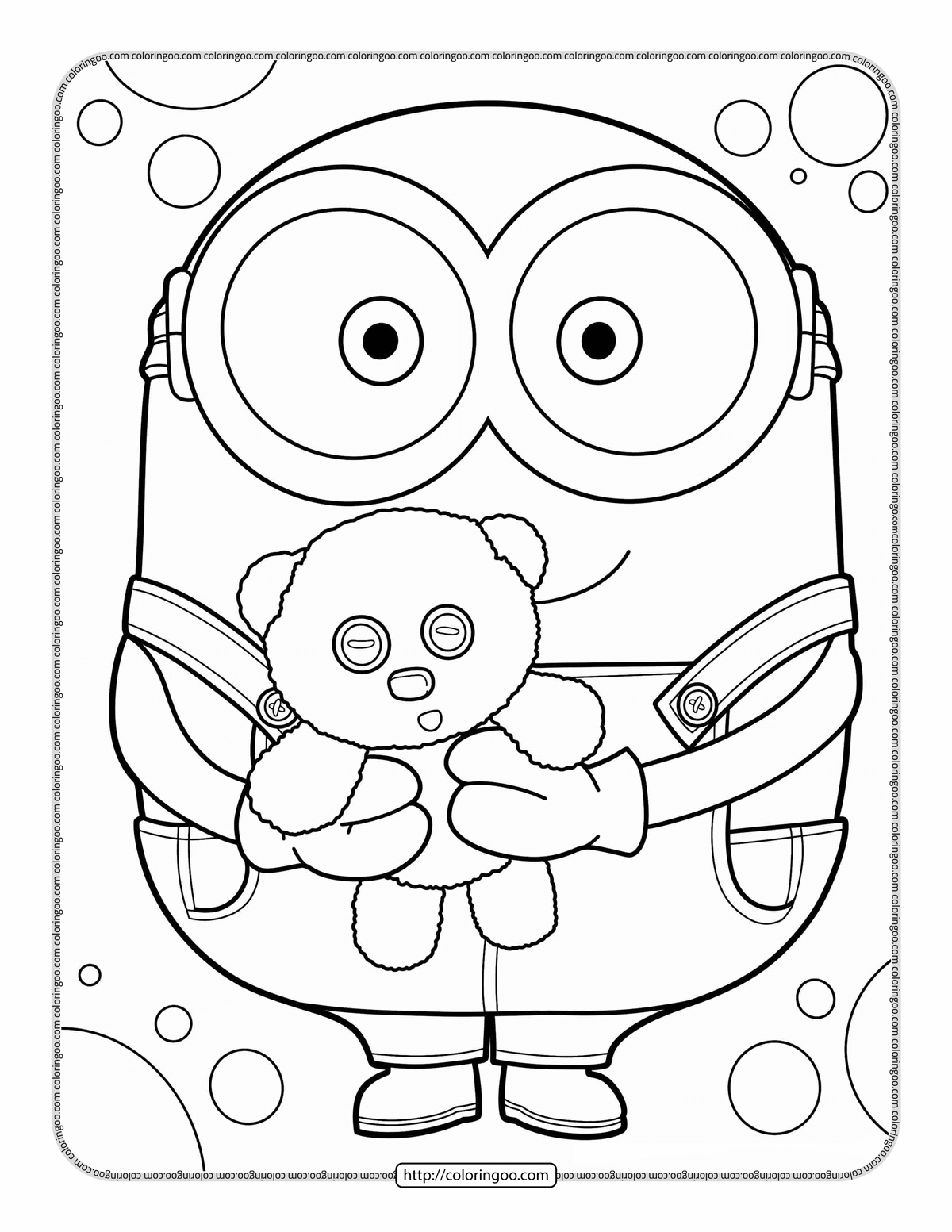 minion bob coloring page for kids