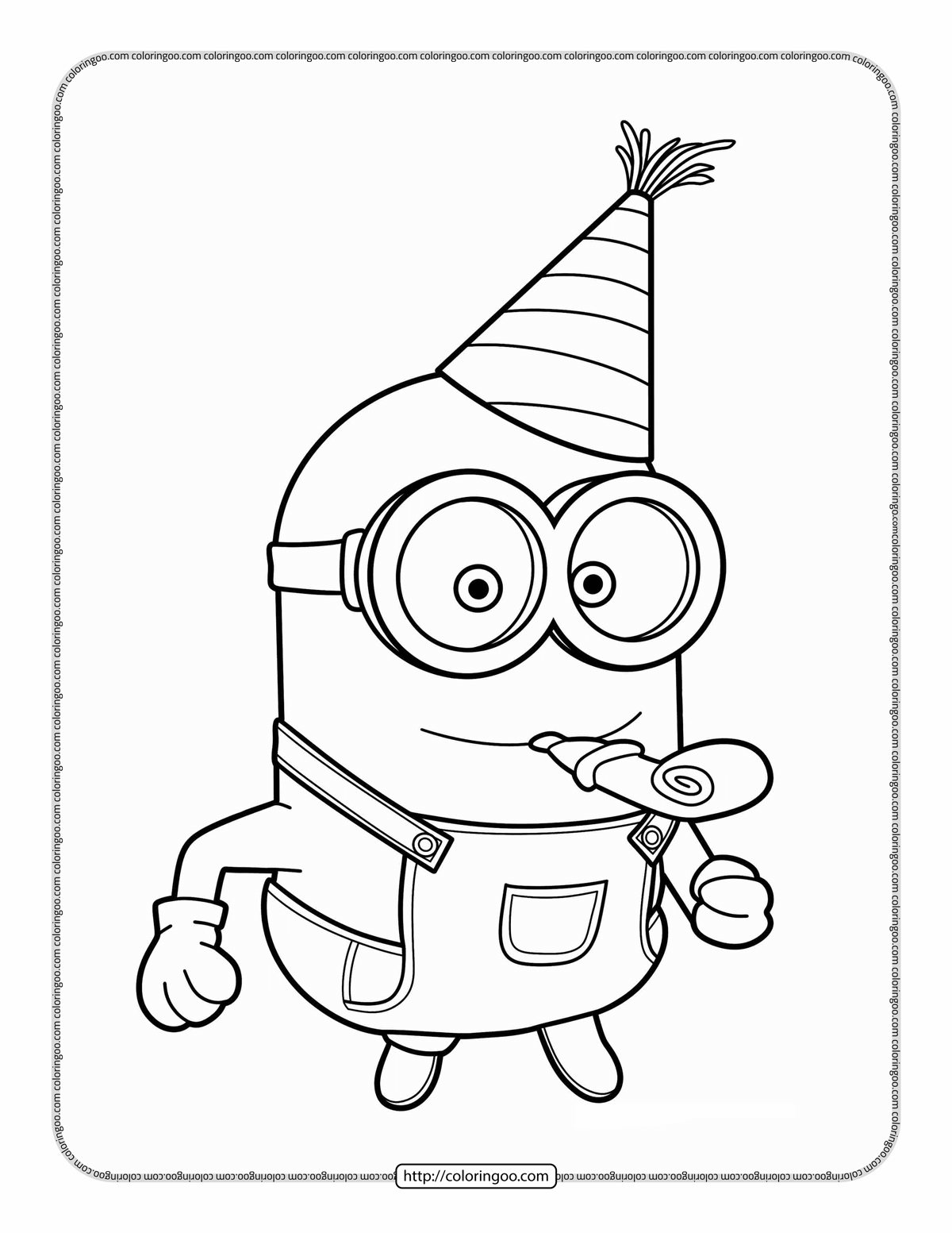 minion bob happy birthday coloring page