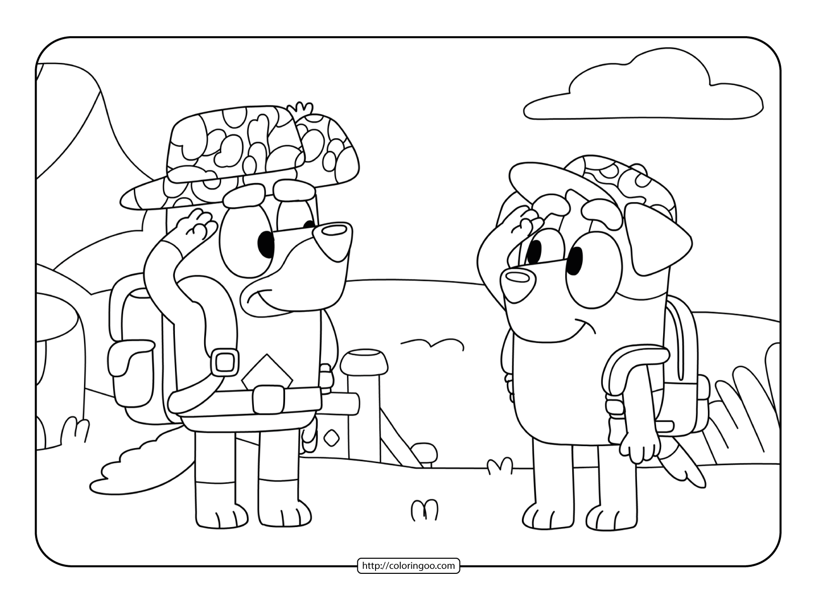 bluey army friends coloring sheet