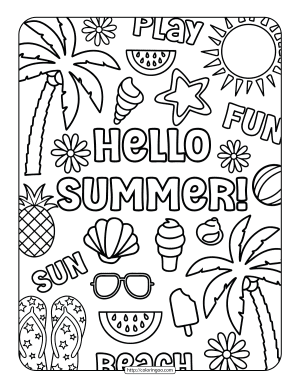 Hello Summer Coloring Sheet