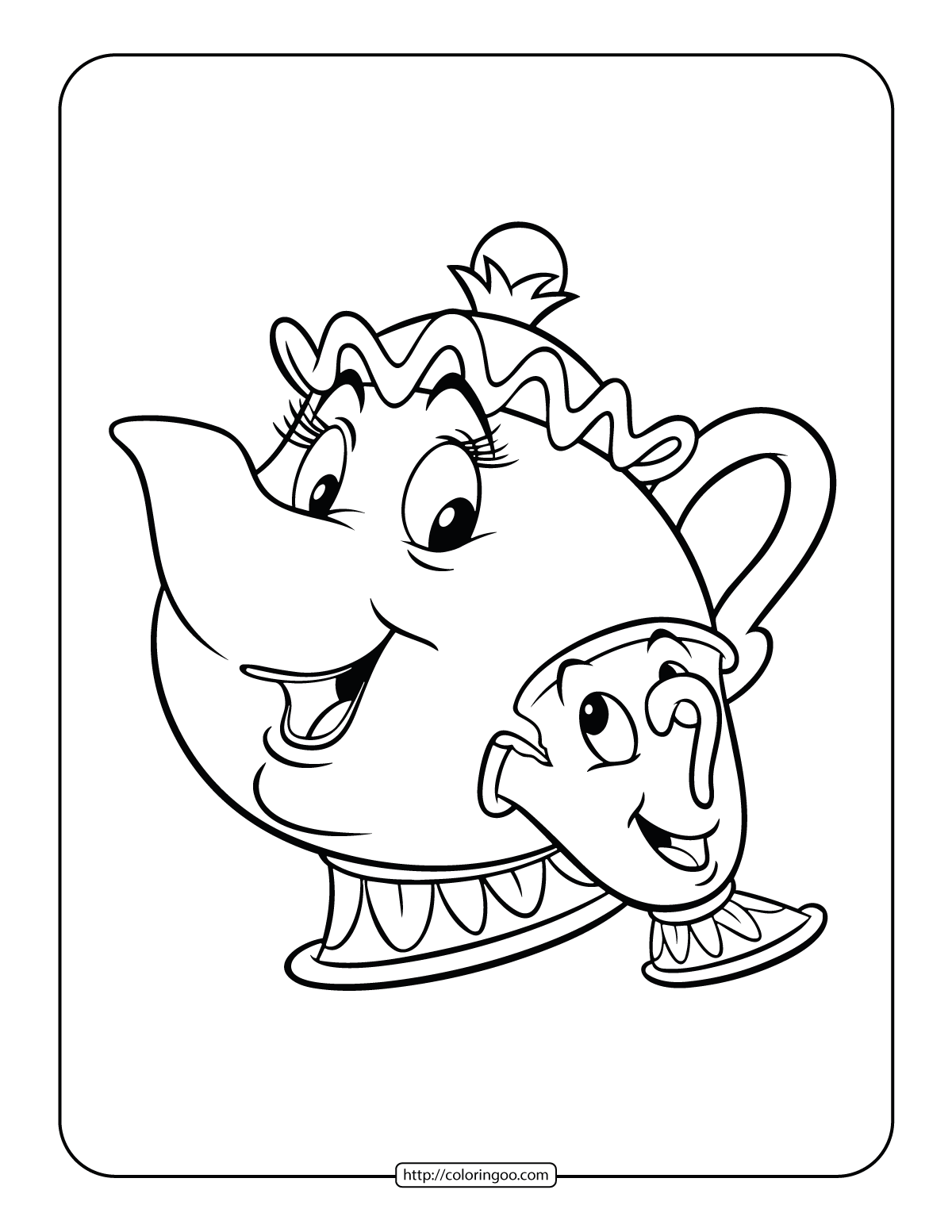 mrs potts and chip coloring page