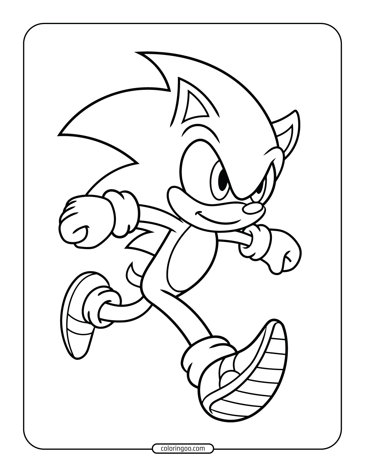 easy sonic the hedgehog running coloring page