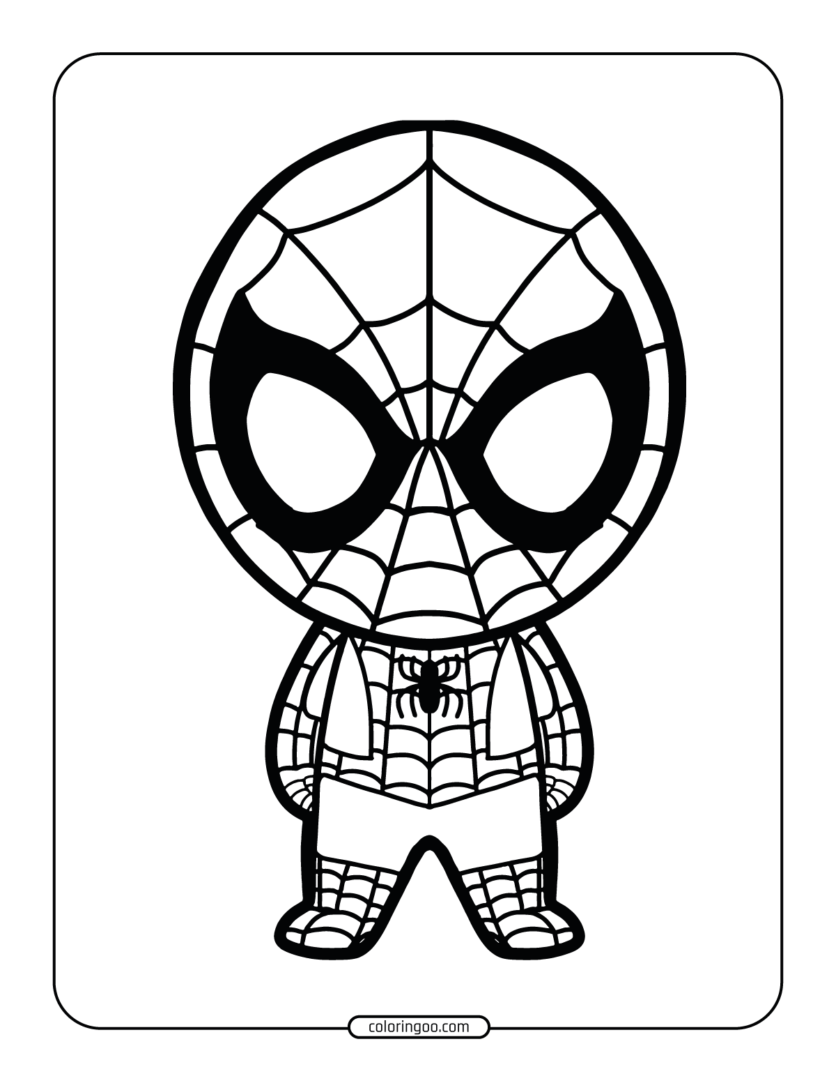 child spiderman kawaii coloring page