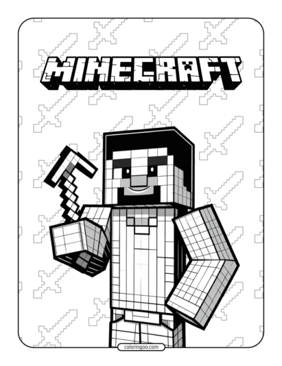 minecraft steve coloring page