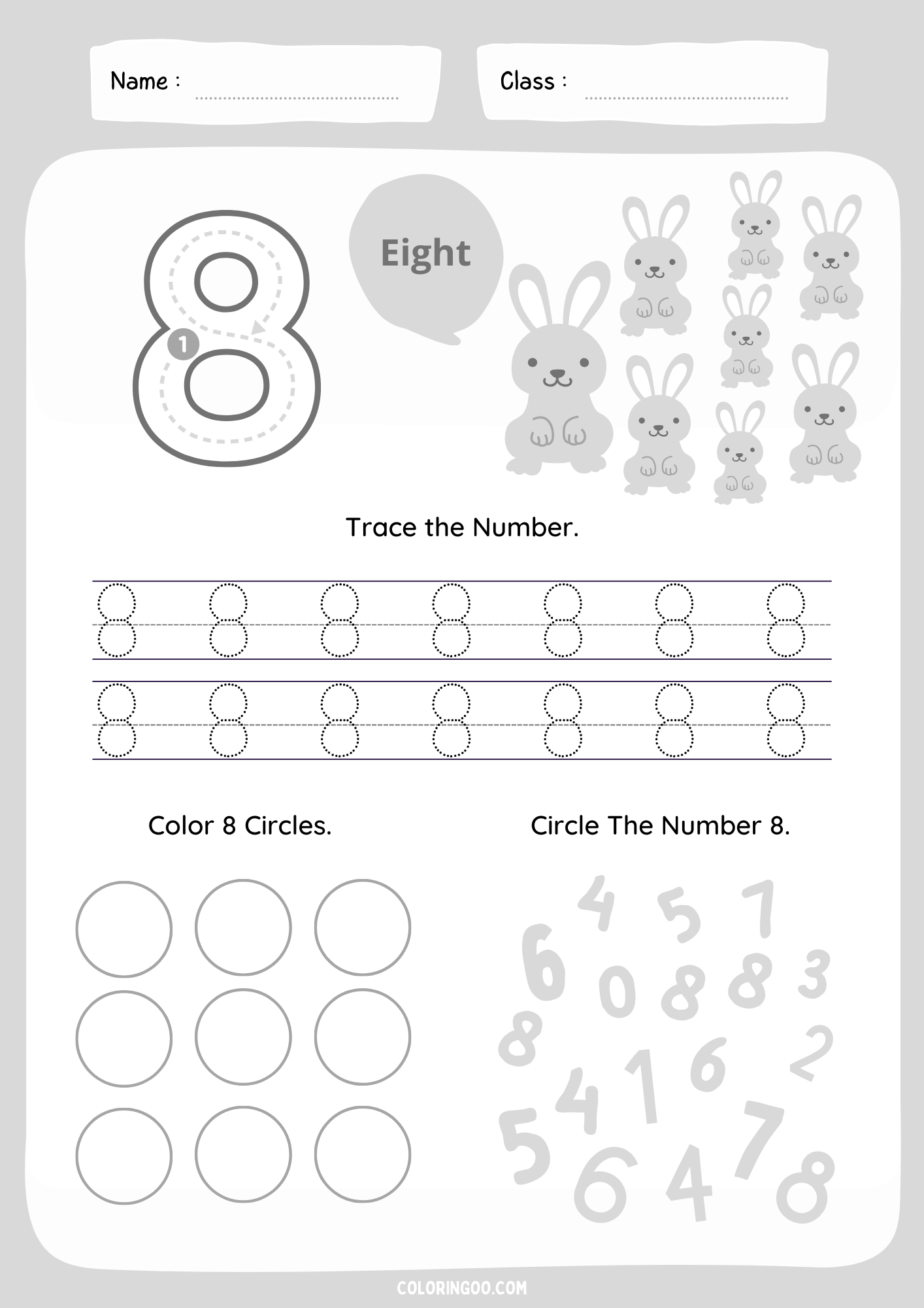 Number 8 Tracing Worksheet