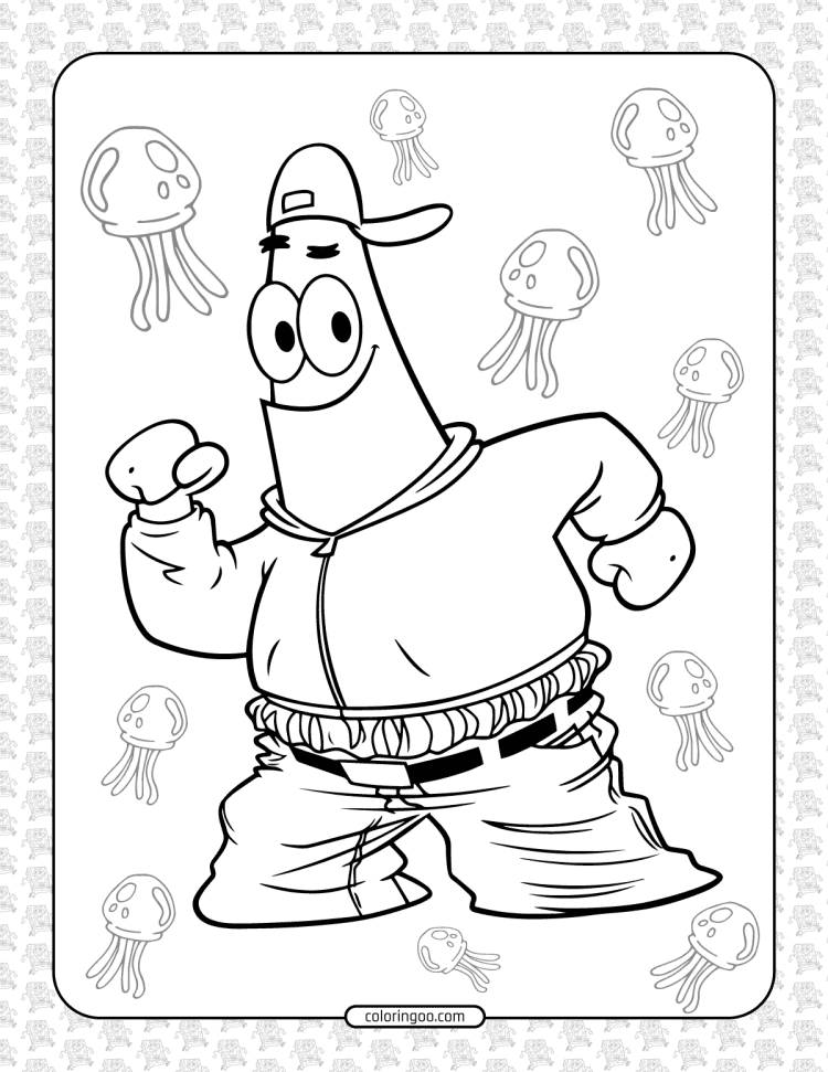 spongebob patrick dancing coloring page